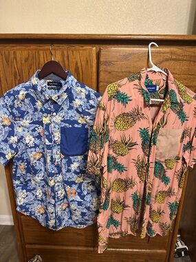 Nautica Blue Floral Short-Sleeve Button-Up